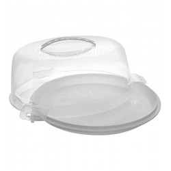 Prato Para Bolo 28 cm De Plástico Com Tampa E Alça Branco